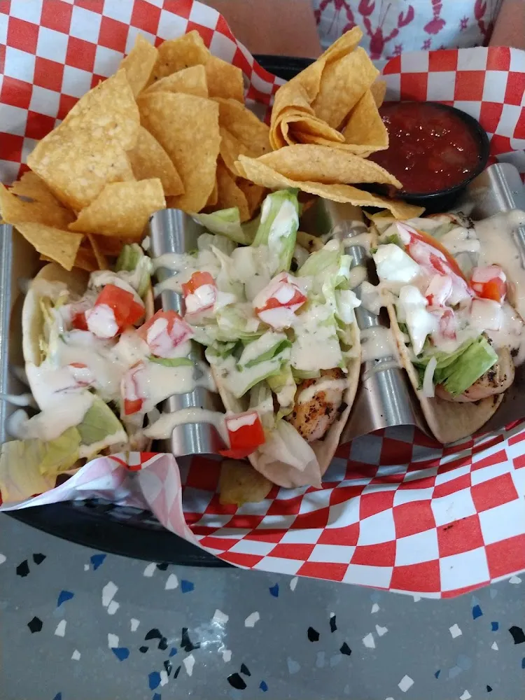 Fish Tacos Chips and Salsa